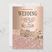 Glamour Rose Gold Glitzer Foil Wedding Einladung (Vorderseite)