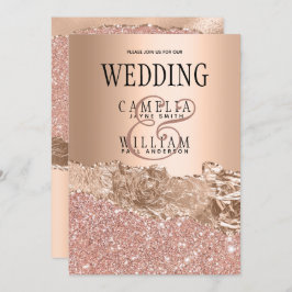 Glamour Rose Gold Glitzer Foil Wedding Einladung