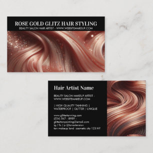 Glamour Rose Gold Glitzer Hair Stylist Foto Visitenkarte