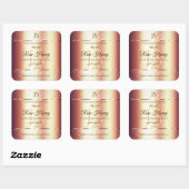 Glamour Rose Gold Glitzer Initial Product Label Quadratischer Aufkleber (Blatt)