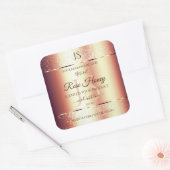 Glamour Rose Gold Glitzer Initial Product Label Quadratischer Aufkleber (Umschlag)