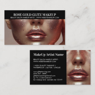 Glamour Rose Gold Glitzer Makeup Artist Foto Visitenkarte