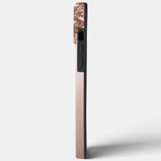 Glamour Rose Gold Glitzer Monogram Initials Case-Mate iPhone Hülle (Rückseite / Links)