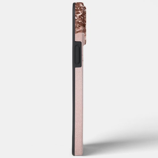 Glamour Rose Gold Glitzer Monogram Initials Case-Mate iPhone Hülle (Rückseite / Rechts)