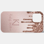 Glamour Rose Gold Glitzer Monogram Initials Case-Mate iPhone Hülle (Rückseite (Horizontal))