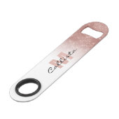Glamour Rose Gold Glitzer Sequin Ombre Monogram Speed Flaschenöffner (Vorderseite Schrägansicht)