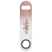 Glamour Rose Gold Glitzer Sequin Ombre Monogram Speed Flaschenöffner (Vorderseite)