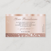 Glamour Rose Gold Glitzer und Monogram Luxury Visitenkarte (Rückseite)