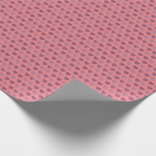 Glamour Rose Gold Hearts Imitate Glitzer Muster Wr Geschenkpapier (Ecke)
