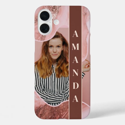 Glamour Rose Gold Marble Shine Foto Case-Mate iPhone Hülle (Rückseite)