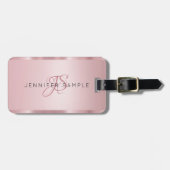 Glamour Rose Gold Mit Monogramm Moderne Elegante Gepäckanhänger (Vorderseite horizontal)