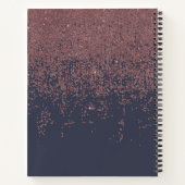 Glamour Rose Gold Navy Blue Glitzer Ombre Notizblock (Rückseite)