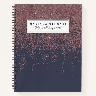 Glamour Rose Gold Navy Blue Glitzer Ombre Notizblock