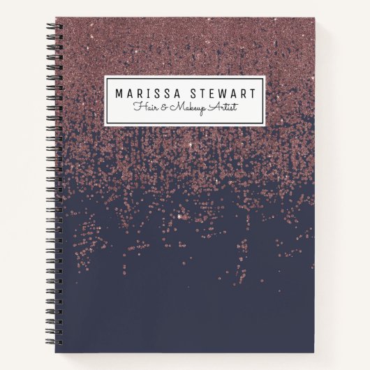 Glamour Rose Gold Navy Blue Glitzer Ombre Notizblock (Vorderseite)
