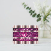 Glamour Rose Gold Pink Glitzer Stars Monogram Visitenkarte (Stehend Vorderseite)