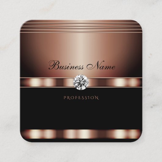 Glamour Rose Gold Schwarz mit Imitaten Rhinestones Quadratische Visitenkarte (Vorderseite)