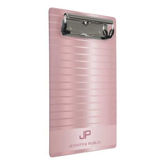 Glamour Rose Gold Template Modern Monogram Mini Klemmbrett (Schrägansicht)