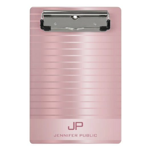 Glamour Rose Gold Template Modern Monogram Mini Klemmbrett (Vorderseite)