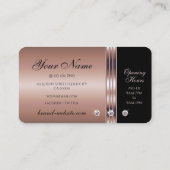 Glamour Rose Gold und Schwarz mit Imitate Diamonds Visitenkarte (Rückseite)