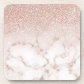 Glamour Rose Gold Weißer Glitzer Marmor Gradient Getränkeuntersetzer (Vorderseite)