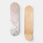 Glamour Rose Gold Weißer Glitzer Marmor Gradient Skateboard (Vorderseite)