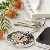 Glamour Rose Goldbronze Rustikales Blumengläschen Schlüsselanhänger (Vorderseite rechts)