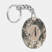 Glamour Rose Goldbronze Rustikales Blumengläschen Schlüsselanhänger (Vorderseite links)