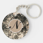 Glamour Rose Goldbronze Rustikales Blumengläschen Schlüsselanhänger (Rückseite)