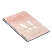 Glamour Rosegold Glitzer Elegantes Script Monogram Notizblock (Rechte Seite)