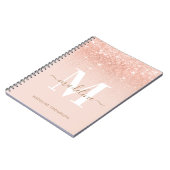 Glamour Rosegold Glitzer Elegantes Script Monogram Notizblock (Linke Seite)