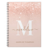 Glamour Rosegold Glitzer Elegantes Script Monogram Notizblock (Vorderseite)