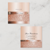 Glamour Rosegold Shimmery Glitzer Jewels Moderne Quadratische Visitenkarte (Vorne/Hinten)
