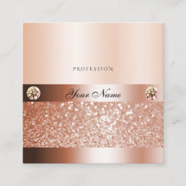 Glamour Rosegold Shimmery Glitzer Jewels Moderne Quadratische Visitenkarte