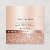 Glamour Rosegold Shimmery Glitzer mit Monogram Quadratische Visitenkarte (Rückseite)