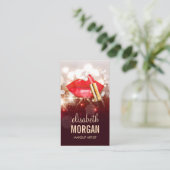 Glamour Rote Lippen Gold Glitzer Sparkle Makeup Ar Visitenkarte (Stehend Vorderseite)