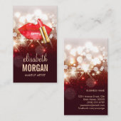 Glamour Rote Lippen Gold Glitzer Sparkle Makeup Ar Visitenkarte (Vorne/Hinten)