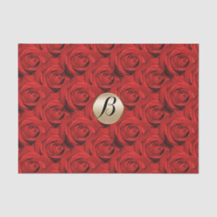 Glamour Rote Rosen Gold Monogram Elegant Modern Seidenpapier