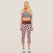 Glamour Roter Glitzer Glitzern Herzmuster Capri Leggings (Vorderseite)