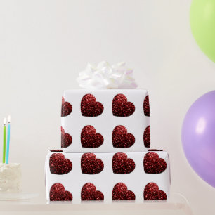 Glamour Roter Glitzer Glitzern Herzmuster Geschenkpapier