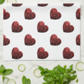 Glamour Roter Glitzer Glitzern Herzmuster Geschirrtuch (Gefaltet)