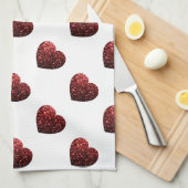 Glamour Roter Glitzer Glitzern Herzmuster Geschirrtuch (Viertel Falte)