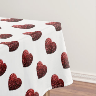 Glamour Roter Glitzer Glitzern Herzmuster Tischdecke