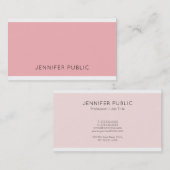 Glamour Schlicht Modernes Design Rosa Beruflich Visitenkarte (Vorne/Hinten)