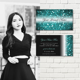 Glamour Schwarz und Aquamarin Sparkling Glitzer St Visitenkarte