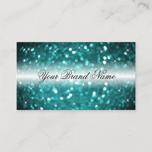 Glamour Schwarz und Aquamarin Sparkling Glitzer St Visitenkarte (Vorderseite)