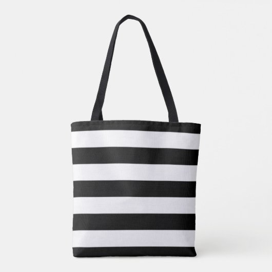 Glamour Schwarz-weiß Strip MONOGRAM Tote Bag Tasche (Rückseite)