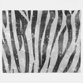Glamour Schwarz-weißer Funkelnd Glitzer Zebra Stri Fleecedecke (Vorderseite (Horizontal))