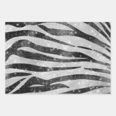 Glamour Schwarz-weißer Funkelnd Glitzer Zebra Stri Geschenkpapier Set (Vorderseite 3)