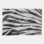 Glamour Schwarz-weißer Funkelnd Glitzer Zebra Stri Geschirrtuch (Horizontal)