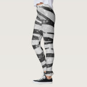 Glamour Schwarz-weißer Funkelnd Glitzer Zebra Stri Leggings (Links)